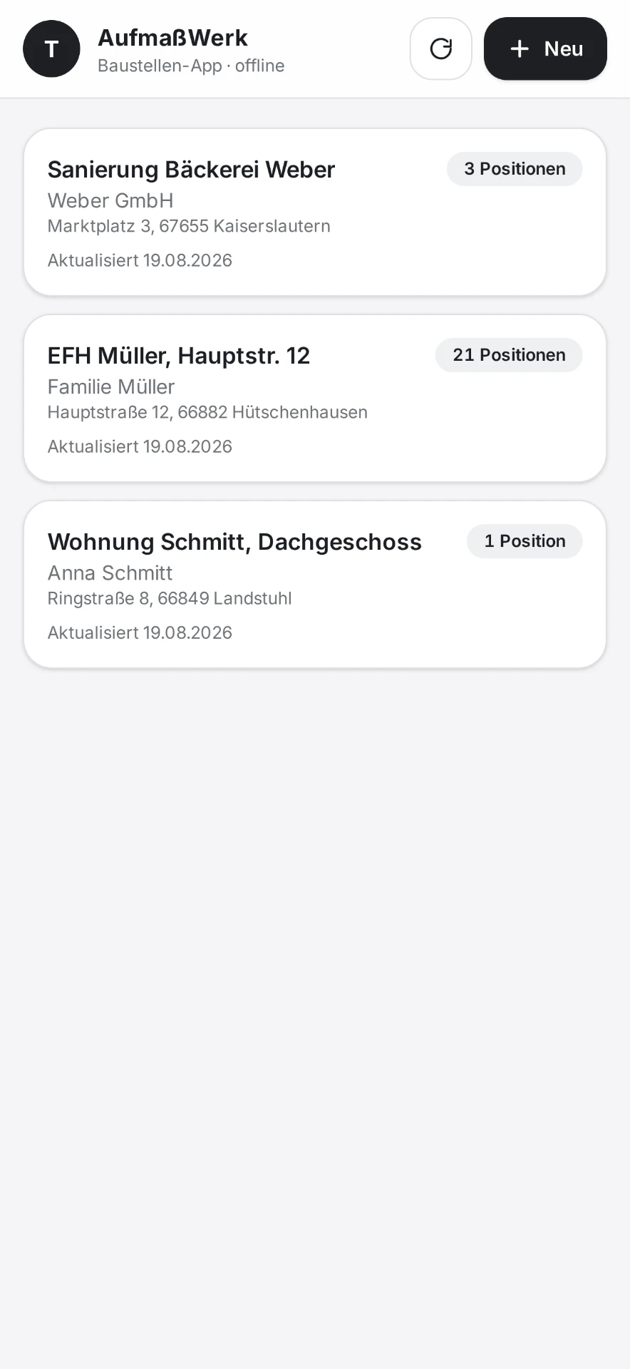 AufmaßWerk am Smartphone – Projekte