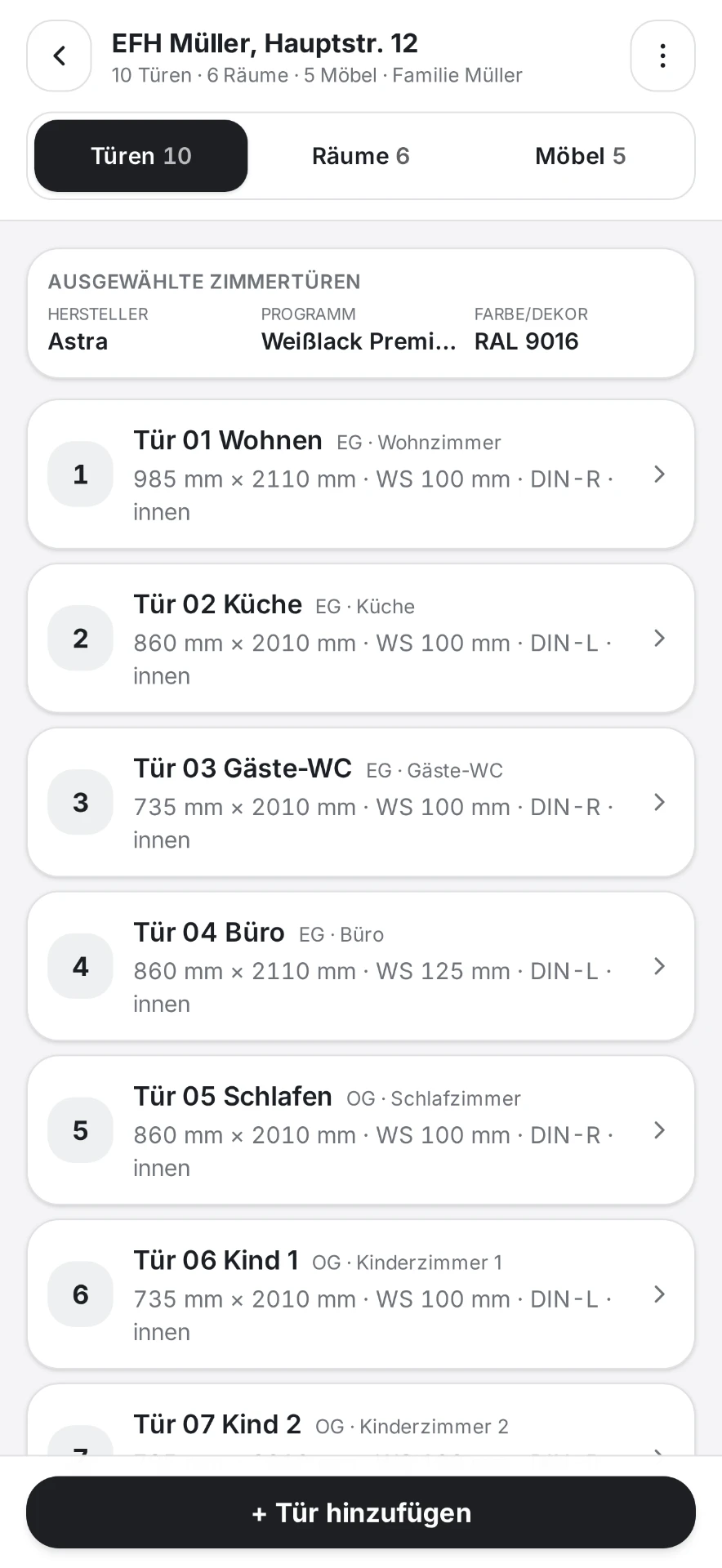 AufmaßWerk am Smartphone – Türen